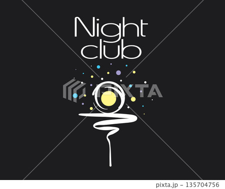 Vector hand-drawn logo for a nightclub Vector hand-drawn logo for a nightclub 135704756