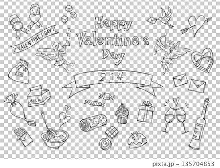 可愛的情人節相框插畫素材 可愛的情人節相框插畫素材 135704853