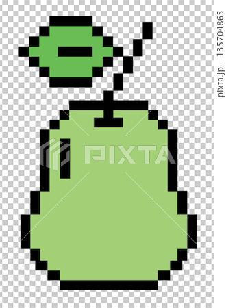 Pixel art illustration of green pear for decoration, food icon, grocery shopping, cartoon, supermarket, print, nature, garden, healthy ingredients, cook book, smoothie, organic fruit, summer vibe 135704865