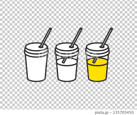 簡圖展示了帶有吸管的杯裝飲料的分離情況。 135705450