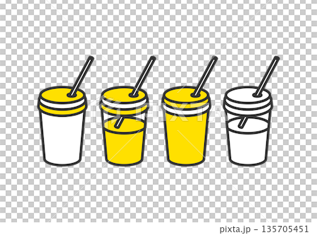 ストロー付きカップ飲料の分別を表すシンプルなイラスト素材 ストロー付きカップ飲料の分別を表すシンプルなイラスト素材 135705451