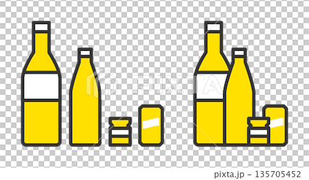 飲料ボトルと缶のシンプルなアイコンイラスト素材 飲料ボトルと缶のシンプルなアイコンイラスト素材 135705452