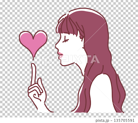女性と指の上のハート 女性と指の上のハート 135705591