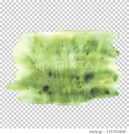 Watercolor abstract green spots, stain, splashes, brush stroke. Hand painted illustration. Olive or grass green blurred texture clipart for fabric design, nature background. Isolated aquarelle splash Watercolor abstract green spots, stain, splashes, brush stroke. Hand painted illustration. Olive or grass green blurred texture clipart for fabric design, nature background. Isolated aquarelle splash 135705606