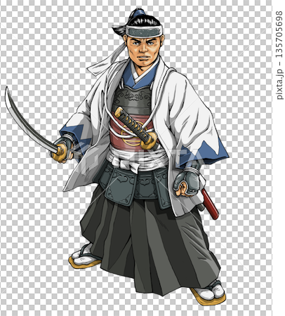 隊服を着て抜刀する新選組局長の近藤勇 135705698