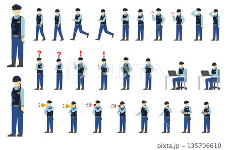 フラットイラスト：男女の警察官セット 135706610