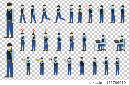 フラットイラスト：男女の警察官セット 135706610