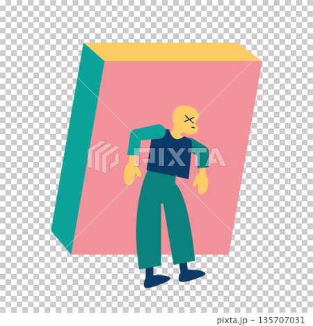 描繪一個感到肩負重擔或責任重大的人的插圖 135707031