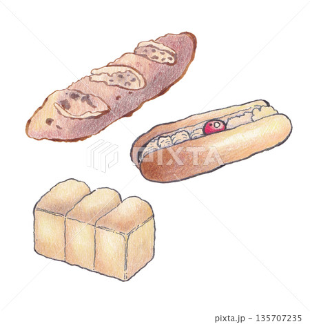 Bakery sweets dessert watercolor illustration 135707235