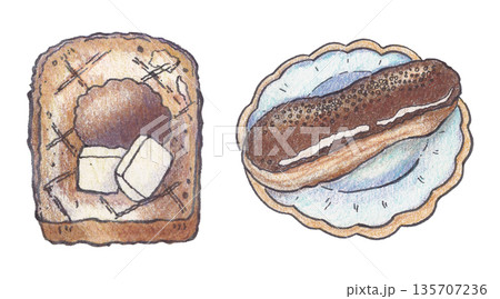 Bakery pastry and cake watercolor clipart Bakery pastry and cake watercolor clipart 135707236