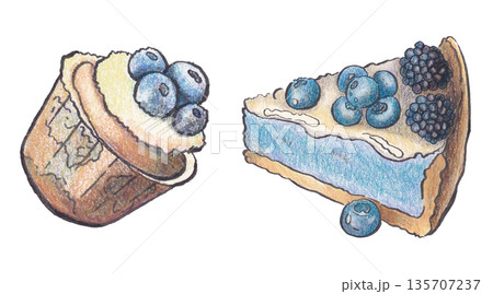 Bakery dessert watercolor illustration for packaging 135707237