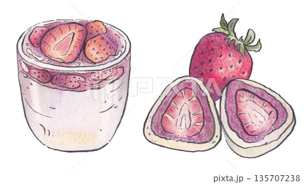 Bakery food sweets watercolor illustration 135707238