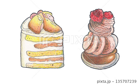 Bakery sweets and pastries watercolor art 135707239