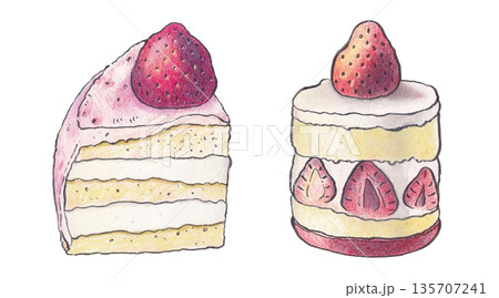 Bakery cake dessert watercolor design elements 135707241