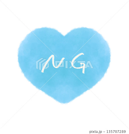 NGの文字入りシンプルなハート単体イラスト 青 135707289