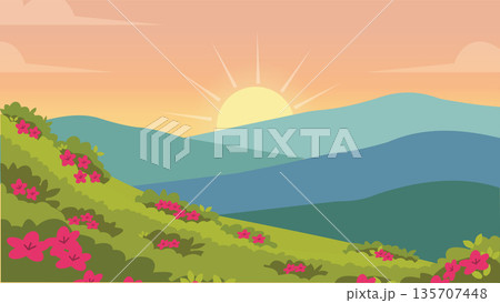 Golden Spring Light Over Hills Golden Spring Light Over Hills 135707448