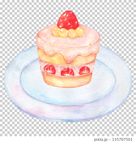 Strawberry cake on a plate Strawberry cake on a plate 135707501