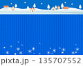 家と木のある雪の風景、ニット編み物の背景イラスト 135707552