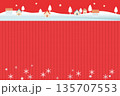 家と木のある雪の風景、ニット編み物の背景イラスト 135707553
