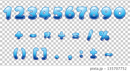 Plump 3D vector numbers 0-9 and symbols set | Glossy general-purpose text material Plump 3D vector numbers 0-9 and symbols set | Glossy general-purpose text material 135707752