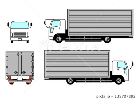 いろんな角度の中型トラック　セット 135707892