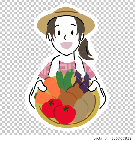 A woman holding vegetables with a simple touch A woman holding vegetables with a simple touch 135707912