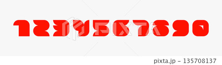 Bold Thick Fat Numbers Logo Set. 0 1 2 3 4 5 6 7 8 9 Numeric Digits for Tech Sport Startup Creative Anniversary Birthday Jubilee Symbols Signs. Vector Illustration 135708137