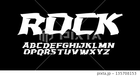 Rough Rock Font Logo Alphabet Uneven Letter Set Horror Typography, Sharp Psycho Typographic Design for Punk Music Title Text, Typo Poster Headline, Grunge Hand Written Crooked Fonts. Vector Typeface Rough Rock Font Logo Alphabet Uneven Letter Set Horror Typography, Sharp Psycho Typographic Design for Punk Music Title Text, Typo Poster Headline, Grunge Hand Written Crooked Fonts. Vector Typeface 135708153