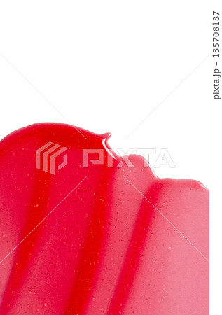 Lip oil, liquid red lipstick. Cosmetic product for lip moisturizing. Copy space Lip oil, liquid red lipstick. Cosmetic product for lip moisturizing. Copy space 135708187