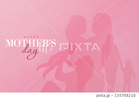 Happy Mothers Day poster with mother and child silhouettes vector illustration. Happy Mothers Day poster with mother and child silhouettes vector illustration. 135708218