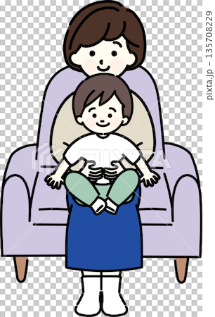 Boy sitting on lap Boy sitting on lap 135708229