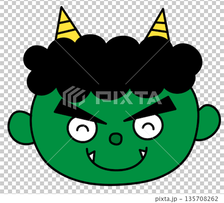 手描き風かわいい節分素材 緑鬼 135708262