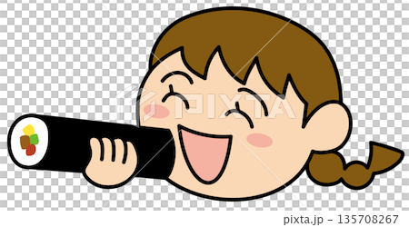 Hand-drawn cute Setsubun material Ehomaki 135708267