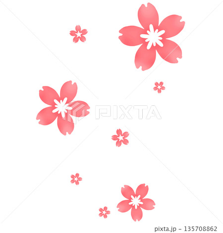 赤色のたくさんの桜が咲いたイラスト 135708862