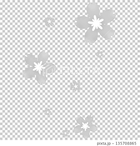 グレーのたくさんの桜が咲いたイラスト 135708865