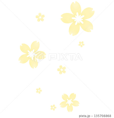 薄い黄色のたくさんの桜が咲いたイラスト 135708868