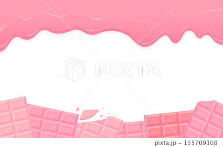 とろけるいちごチョコと板チョコフレーム_横 135709108