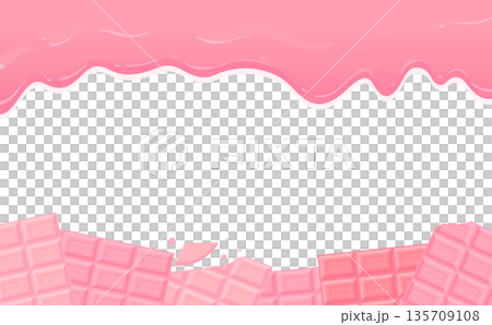 とろけるいちごチョコと板チョコフレーム_横 135709108