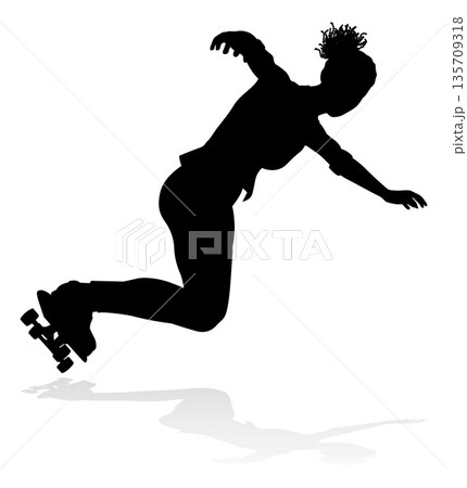 Woman Silhouette Female Skateboarder Girl 135709318