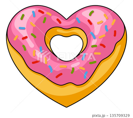 Love of Donut Heart Shaped Sweet Food Concept Love of Donut Heart Shaped Sweet Food Concept 135709329