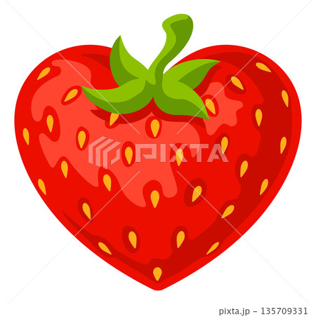 Love of Strawberry Heart Shaped Fruit Concept Love of Strawberry Heart Shaped Fruit Concept 135709331
