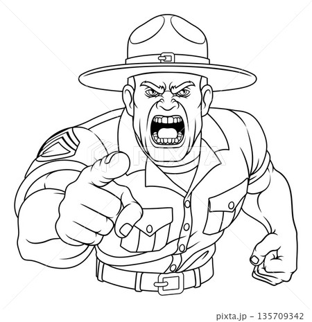 Drill Instructor Sergeant Bootcamp Army Soldier Drill Instructor Sergeant Bootcamp Army Soldier 135709342