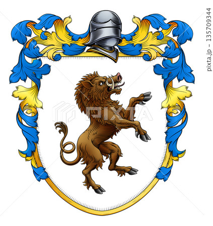 Boar Coat of Arms Family Crest Heraldic Shield Boar Coat of Arms Family Crest Heraldic Shield 135709344