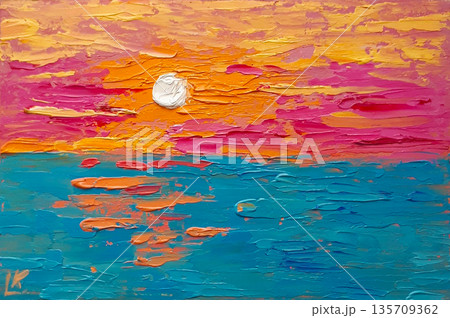 Seascape Art, Original painting colorful 135709362