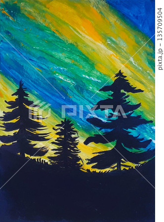 Aurora Borealis Painting, Art Original  135709504