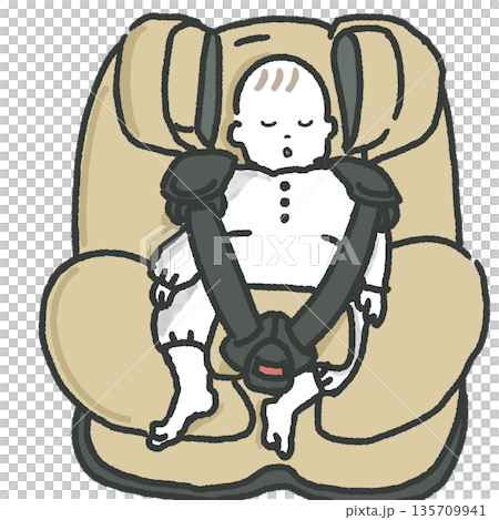Baby sleeping on a child seat 135709941