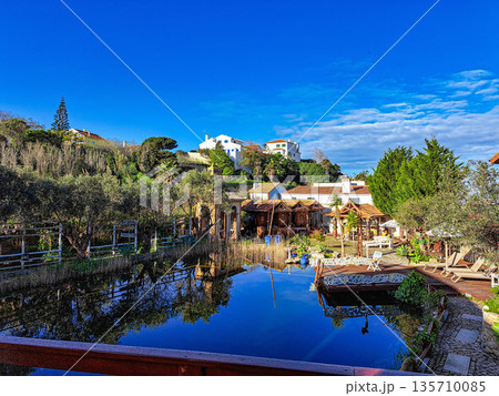 View of Ericeira village in Portugal. It's a fishing town in Portugal located along the coast with great surf beaches. 135710085