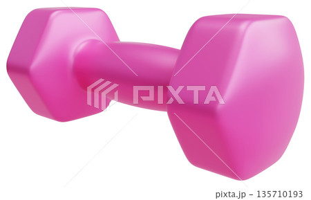 Pink Fitness Dumbbell Perspective View Pink Fitness Dumbbell Perspective View 135710193