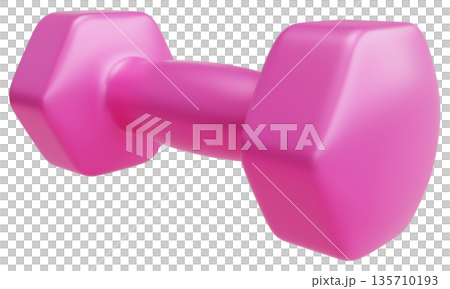 Pink Fitness Dumbbell Perspective View Pink Fitness Dumbbell Perspective View 135710193