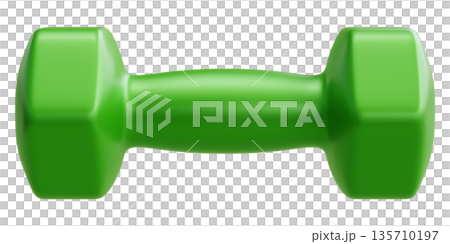 Green Fitness Dumbbell Front View Green Fitness Dumbbell Front View 135710197